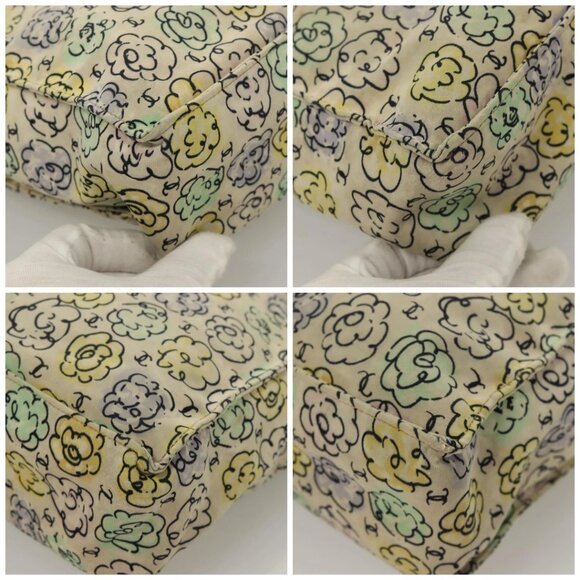 CHANEL Camelia COCO Mark Tote Bag Cotton Multicolor CC Auth BA3738 - Picture 14 of 16